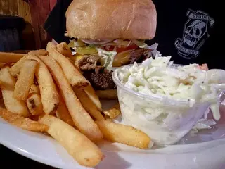 Photo of a brewhouse burger and fries