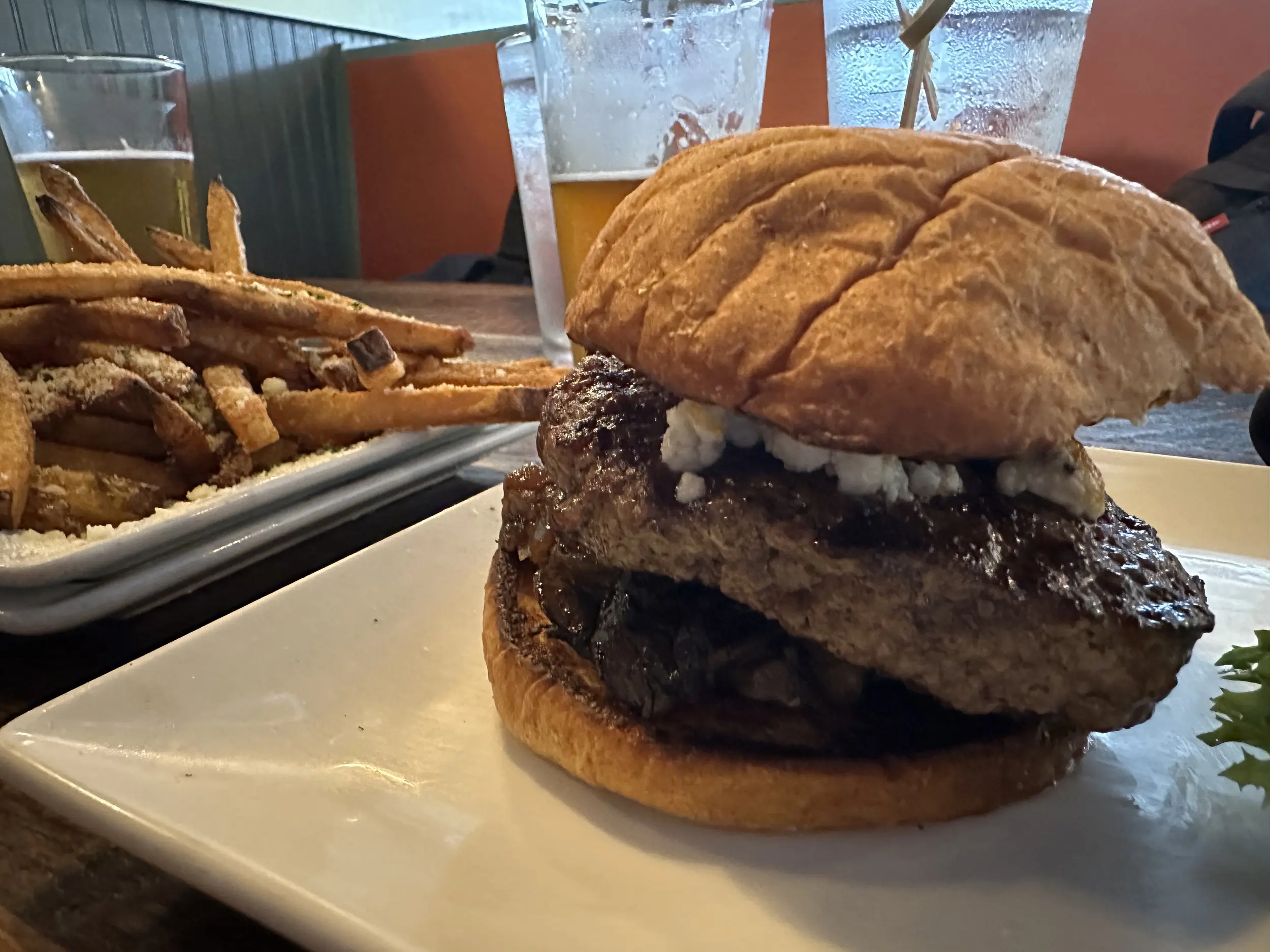 Photo of a burger and fries