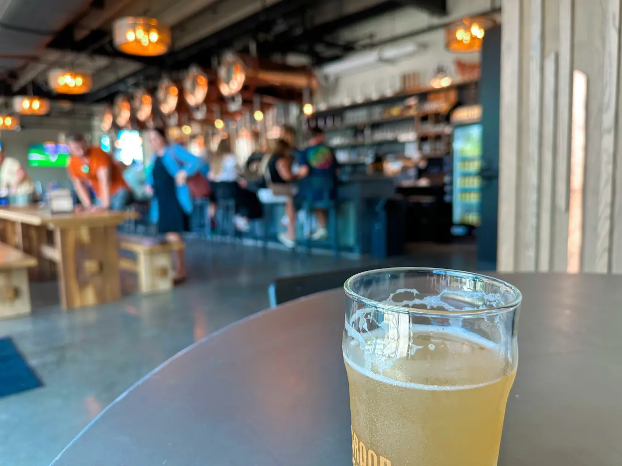 Photo of a beer and the barrels