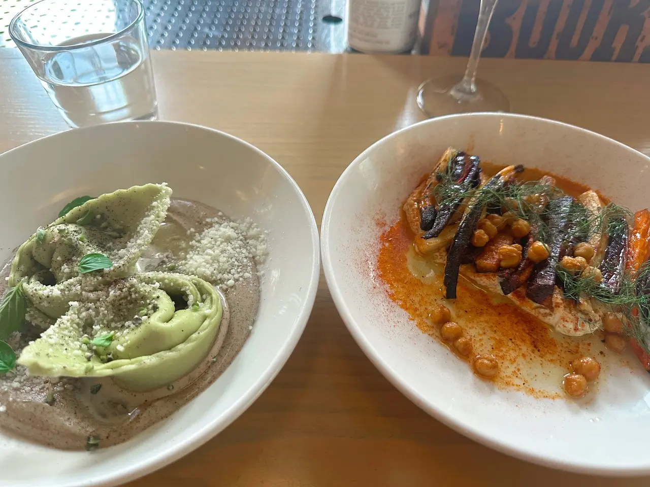 Photo of a carrot dish and a play on cacio e pepe