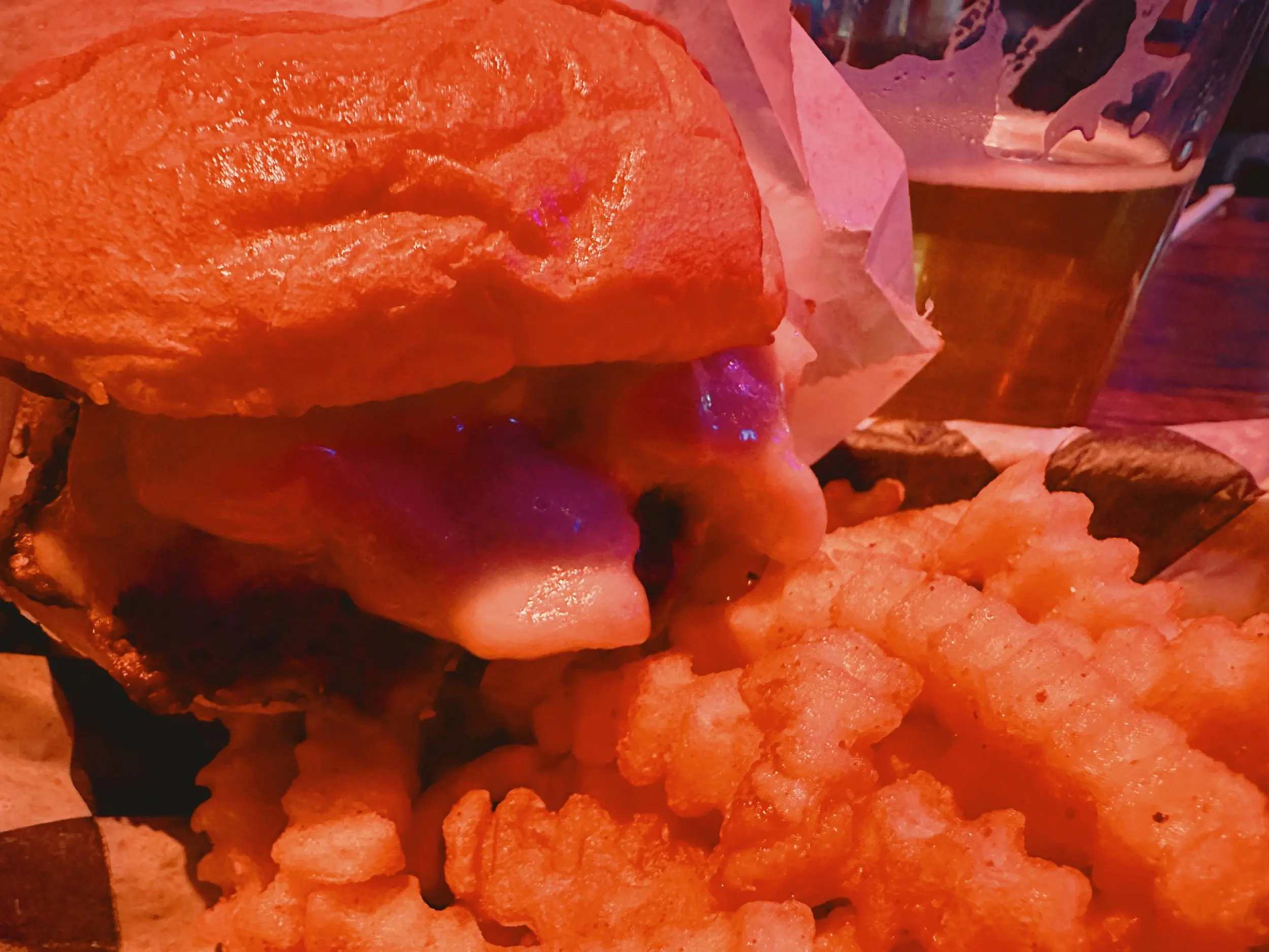 Photo of a burger and fries